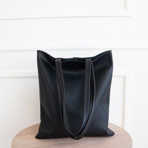 The Ava Genuine Leather Tote - Black